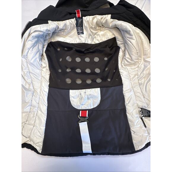 Helly Hansen Ski Jacket Womens Small Black H2 Flow Sytem Removable Hood Parka - Picture 8 of 16